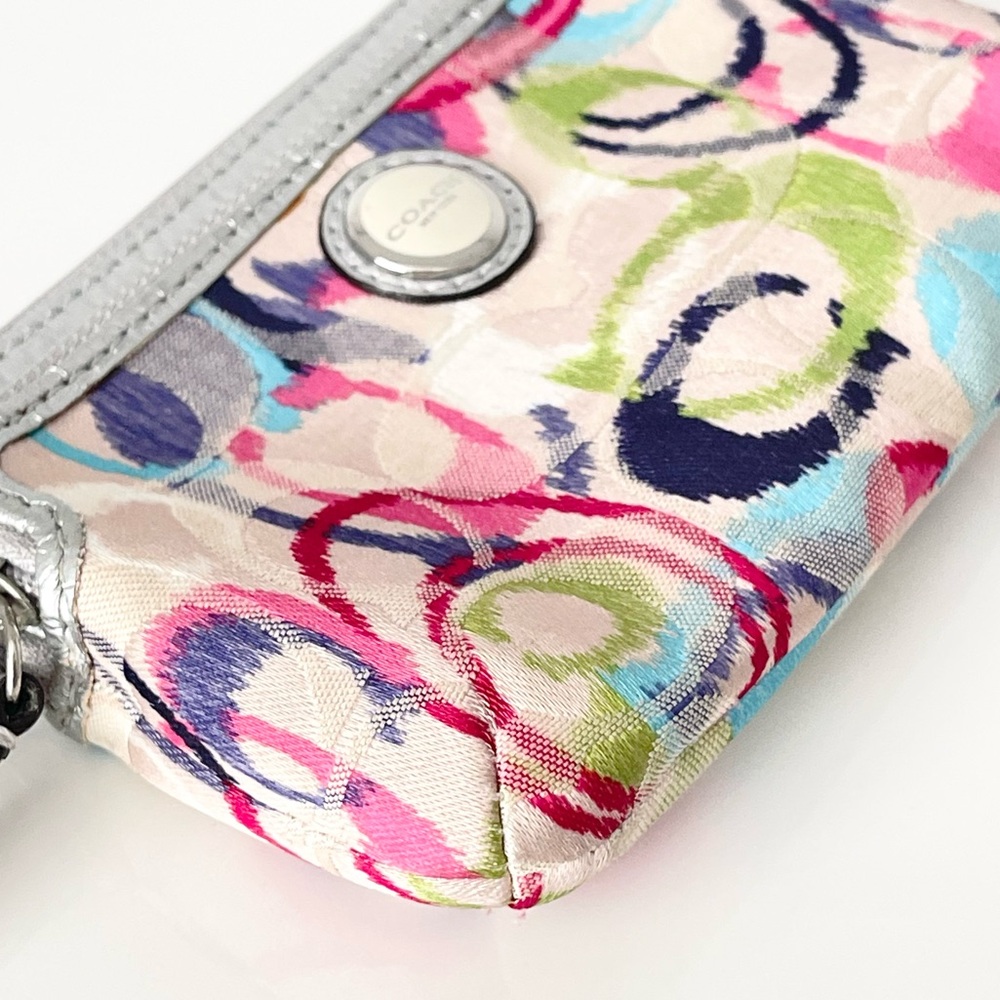 Coach Poppy Ikat Signature Small Wallet Wristlet - Picture 9 of 12